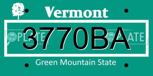 3770BA Vermont License Plate