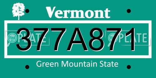 377A871 Vermont License Plate