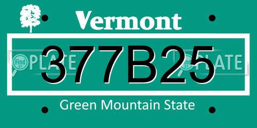 377B25 Vermont License Plate