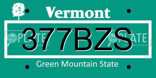 377BZS Vermont License Plate