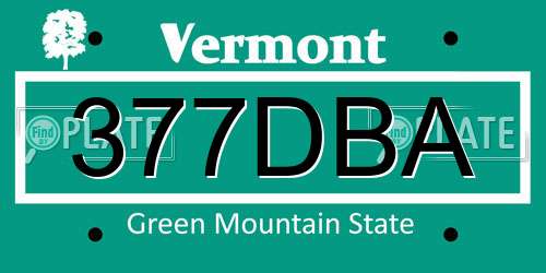 377DBA Vermont License Plate