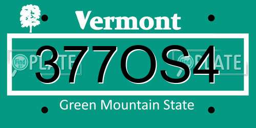 377OS4 Vermont License Plate
