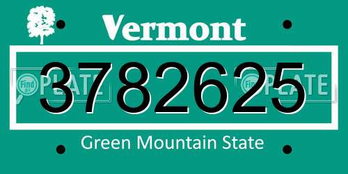 3782625 Vermont License Plate