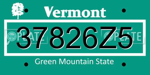 37826Z5 Vermont License Plate