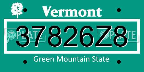 37826Z8 Vermont License Plate