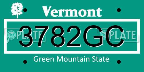 3782GC Vermont License Plate
