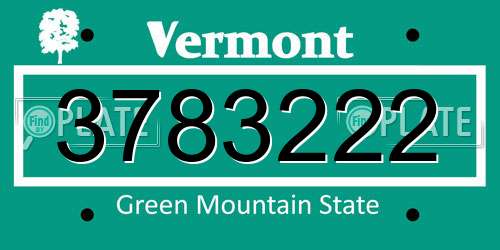 3783222 Vermont License Plate
