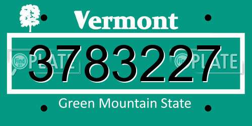 3783227 Vermont License Plate