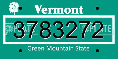 3783272 Vermont License Plate