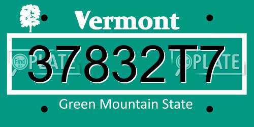 37832T7 Vermont License Plate