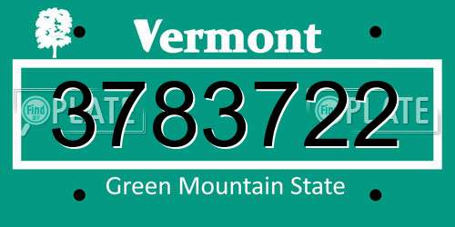 3783722 Vermont License Plate