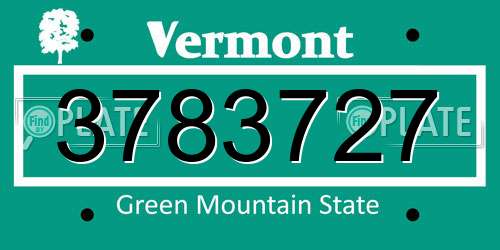3783727 Vermont License Plate