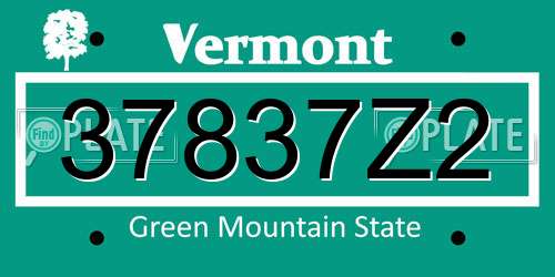 37837Z2 Vermont License Plate