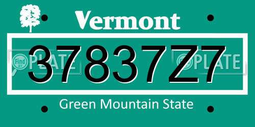 37837Z7 Vermont License Plate