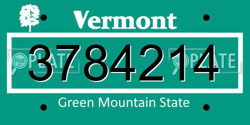 3784214 Vermont License Plate
