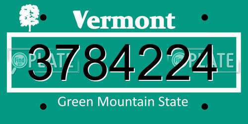 3784224 Vermont License Plate