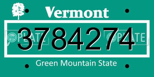 3784274 Vermont License Plate