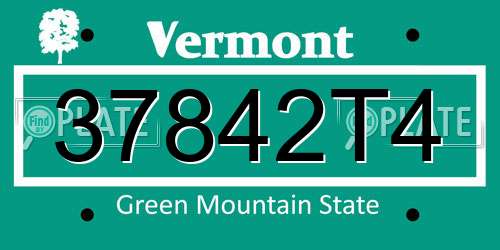 37842T4 Vermont License Plate