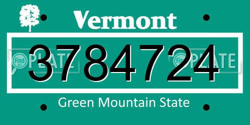 3784724 Vermont License Plate