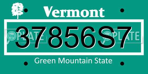 37856S7 Vermont License Plate
