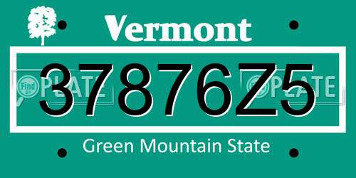 37876Z5 Vermont License Plate