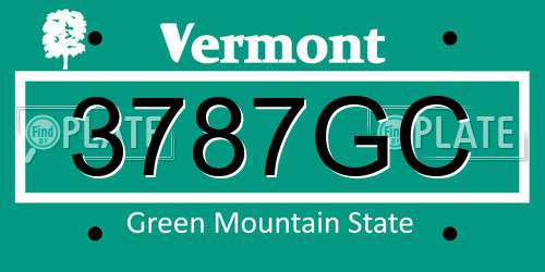 3787GC Vermont License Plate