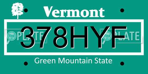 378HYF Vermont License Plate