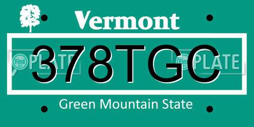 378TGC Vermont License Plate