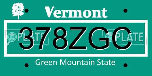 378ZGC Vermont License Plate