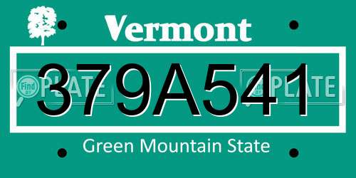 379A541 Vermont License Plate