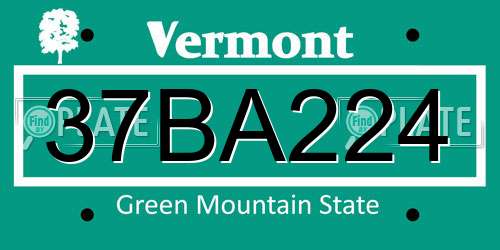 37BA224 Vermont License Plate