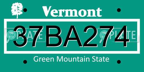 37BA274 Vermont License Plate