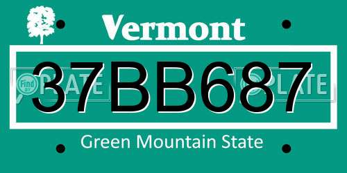 37BB687 Vermont License Plate