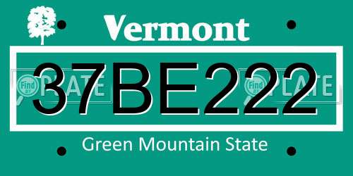 37BE222 Vermont License Plate