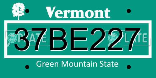 37BE227 Vermont License Plate