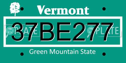 37BE277 Vermont License Plate