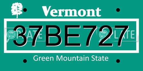 37BE727 Vermont License Plate