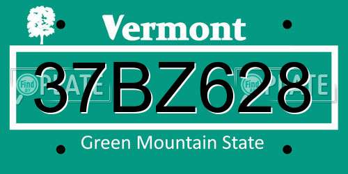 37BZ628 Vermont License Plate