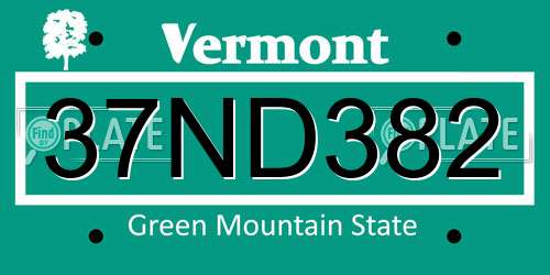 37ND382 Vermont License Plate