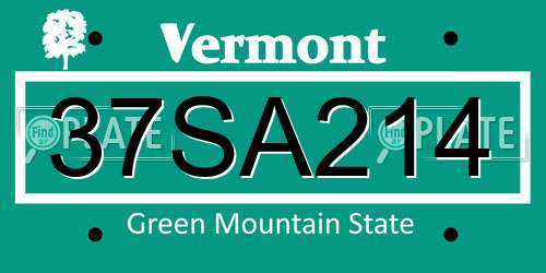 37SA214 Vermont License Plate