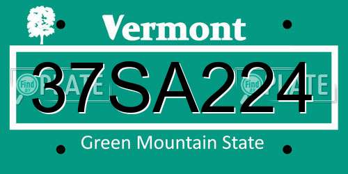 37SA224 Vermont License Plate