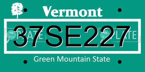 37SE227 Vermont License Plate