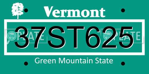 37ST625 Vermont License Plate