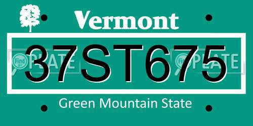 37ST675 Vermont License Plate