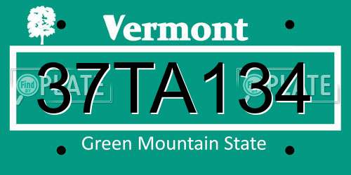 37TA134 Vermont License Plate