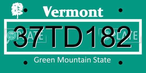 37TD182 Vermont License Plate