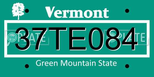37TE084 Vermont License Plate