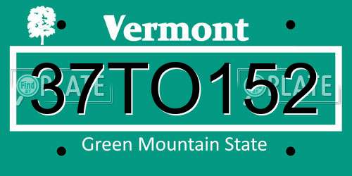 37TO152 Vermont License Plate