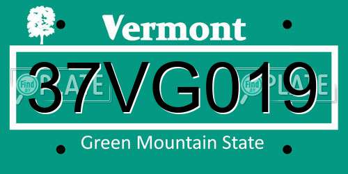37VG019 Vermont License Plate