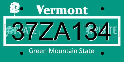 37ZA134 Vermont License Plate